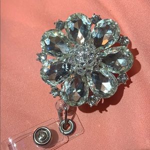 Flower rhinestone badge reel